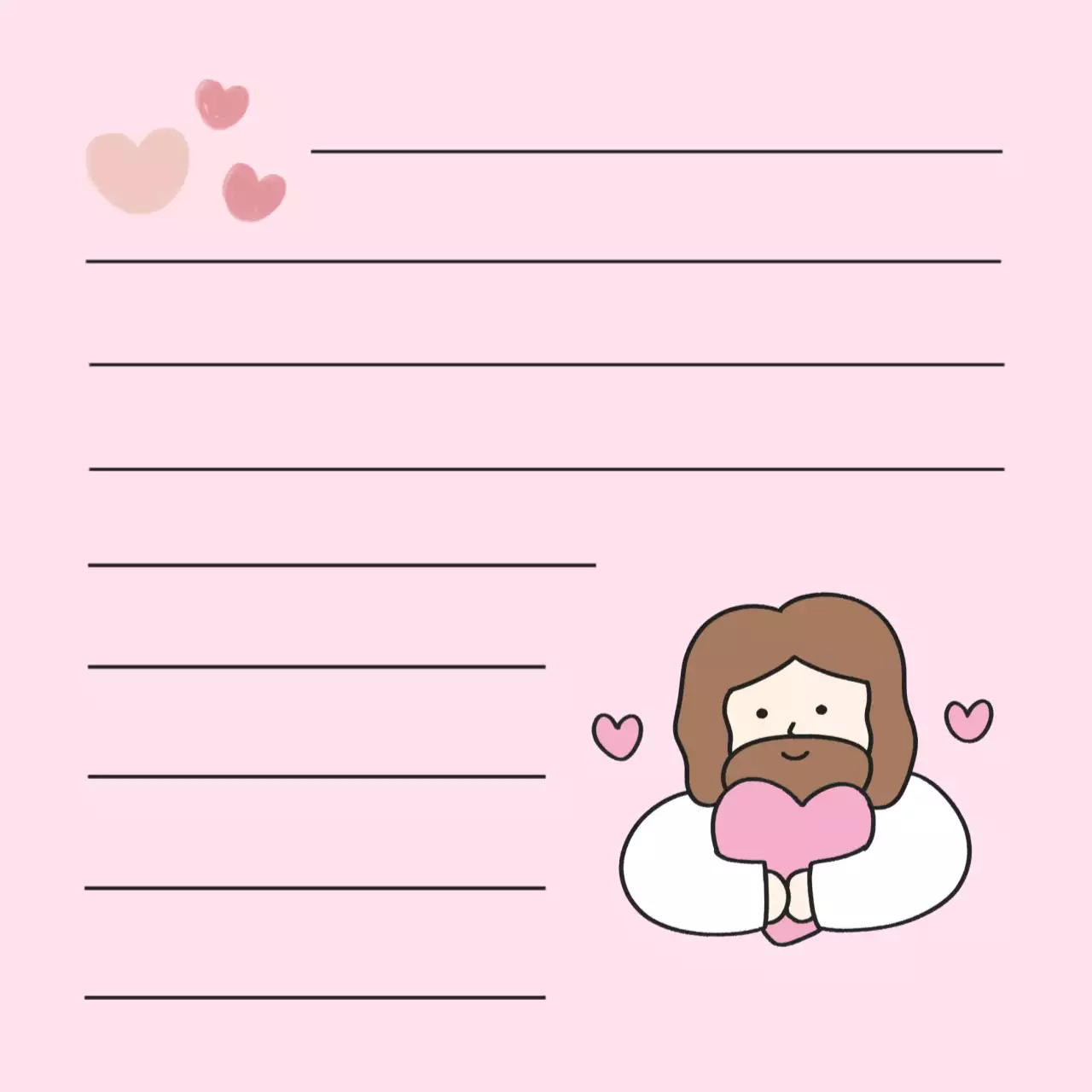 분홍색의 심플한 교회 기독교 메모지 편지지