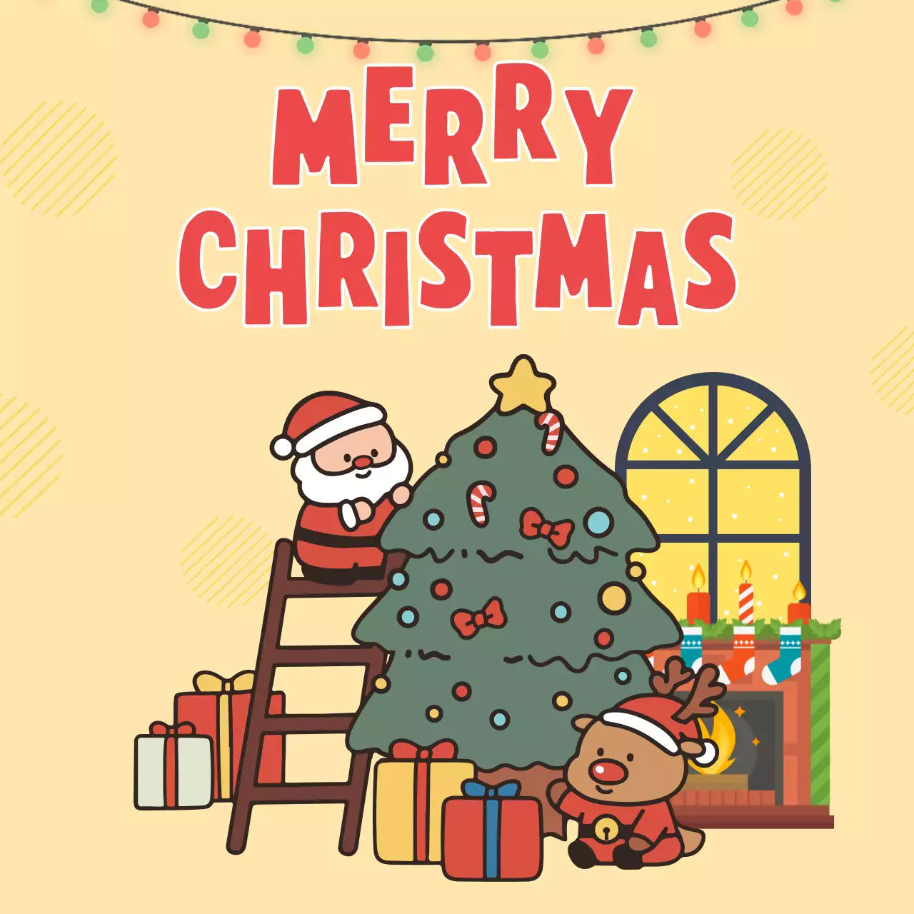 베이지 아기자기한 크리스마스 카드