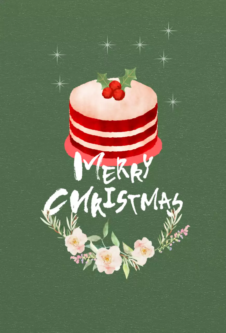 녹색 바탕 우아한 레드 크리스마스 케이크