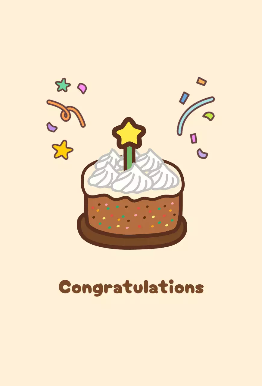 베이지 아기자기한 초코케이크 축하