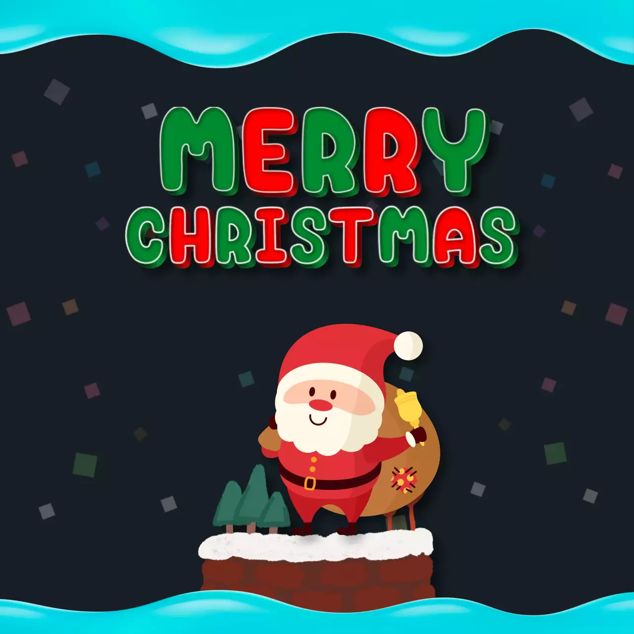 하늘색 아기자기한 크리스마스 카드