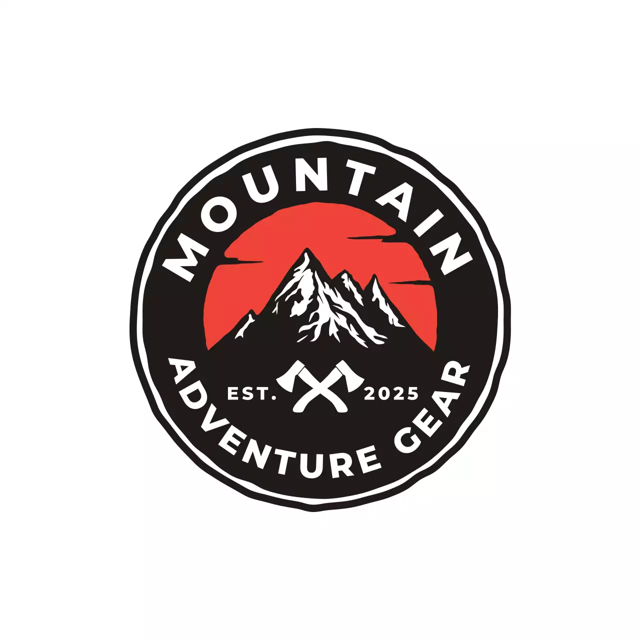 red rustic adventure sticker emblem