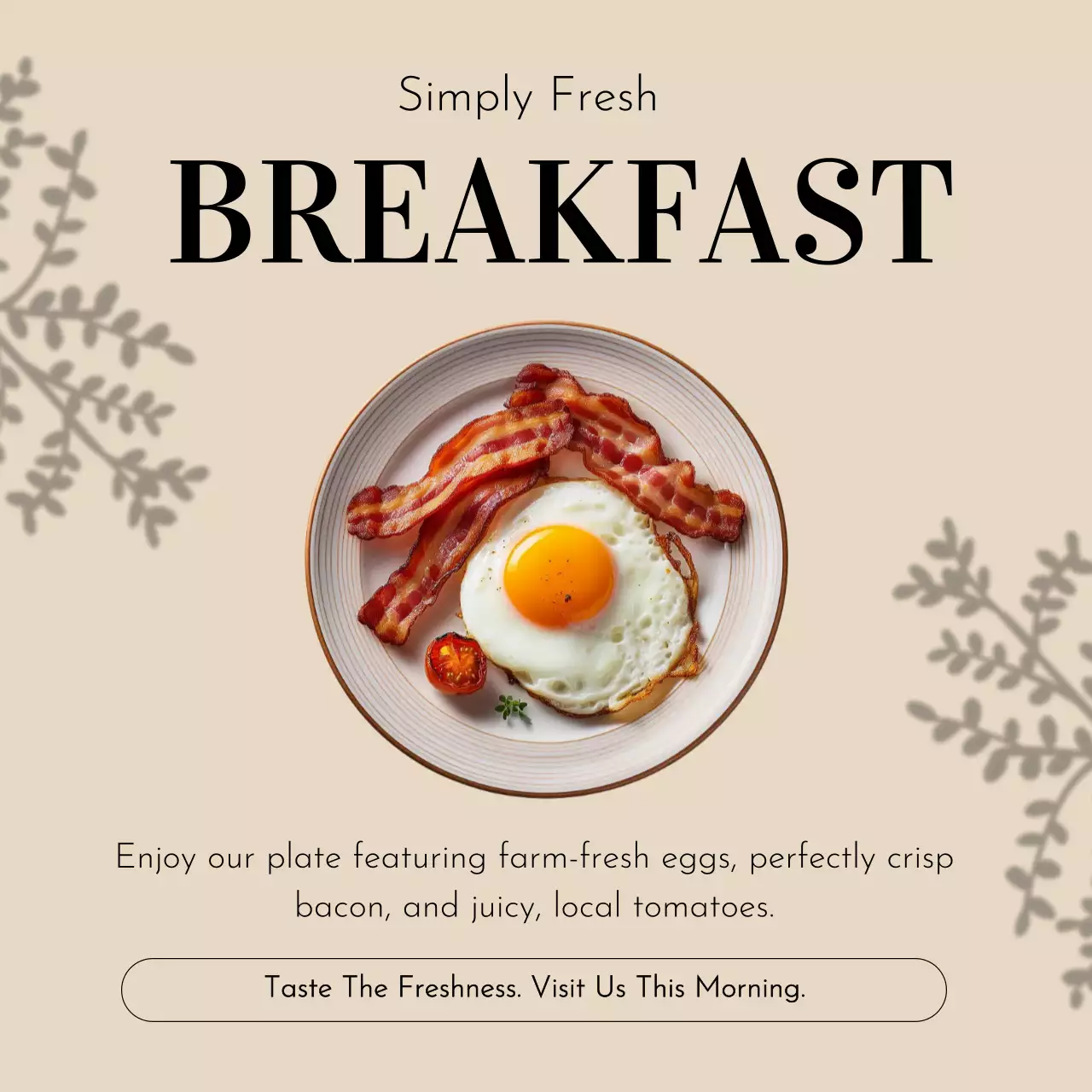 베이지 모던 아침식사 메뉴 홍보