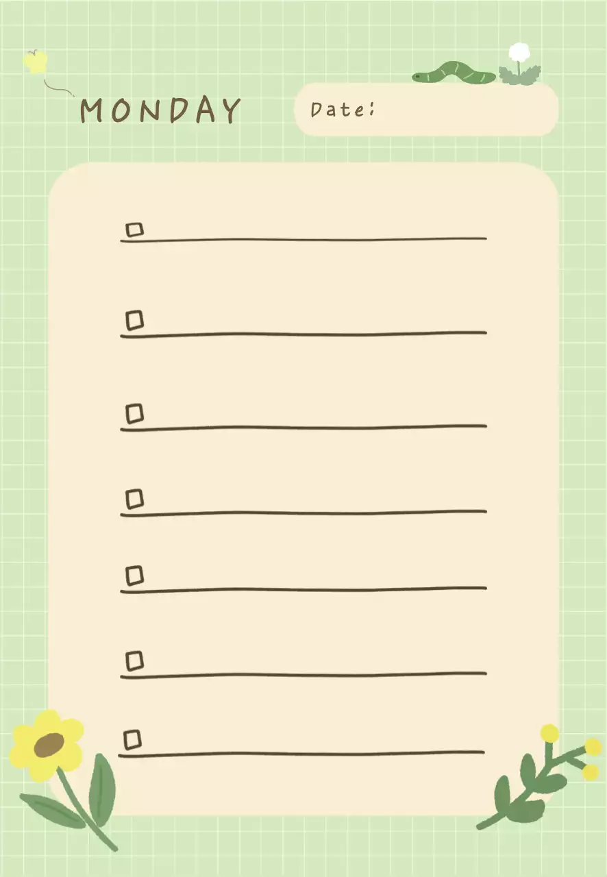 연두색 심플한 체크무늬 리스트