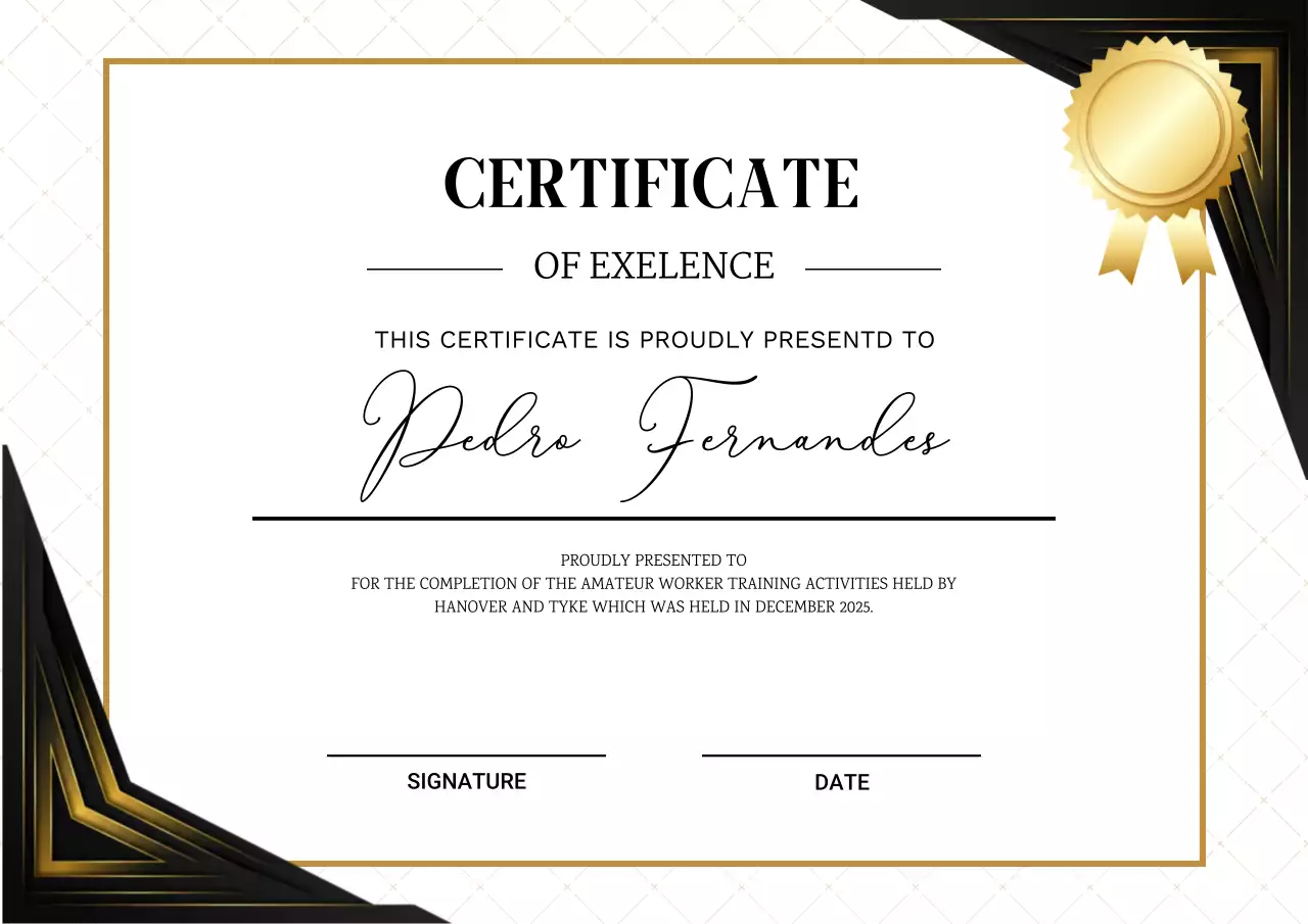 Black and gold elegant certificate document