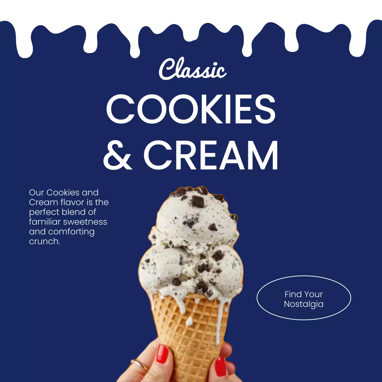남색 모던 아이스크림 광고