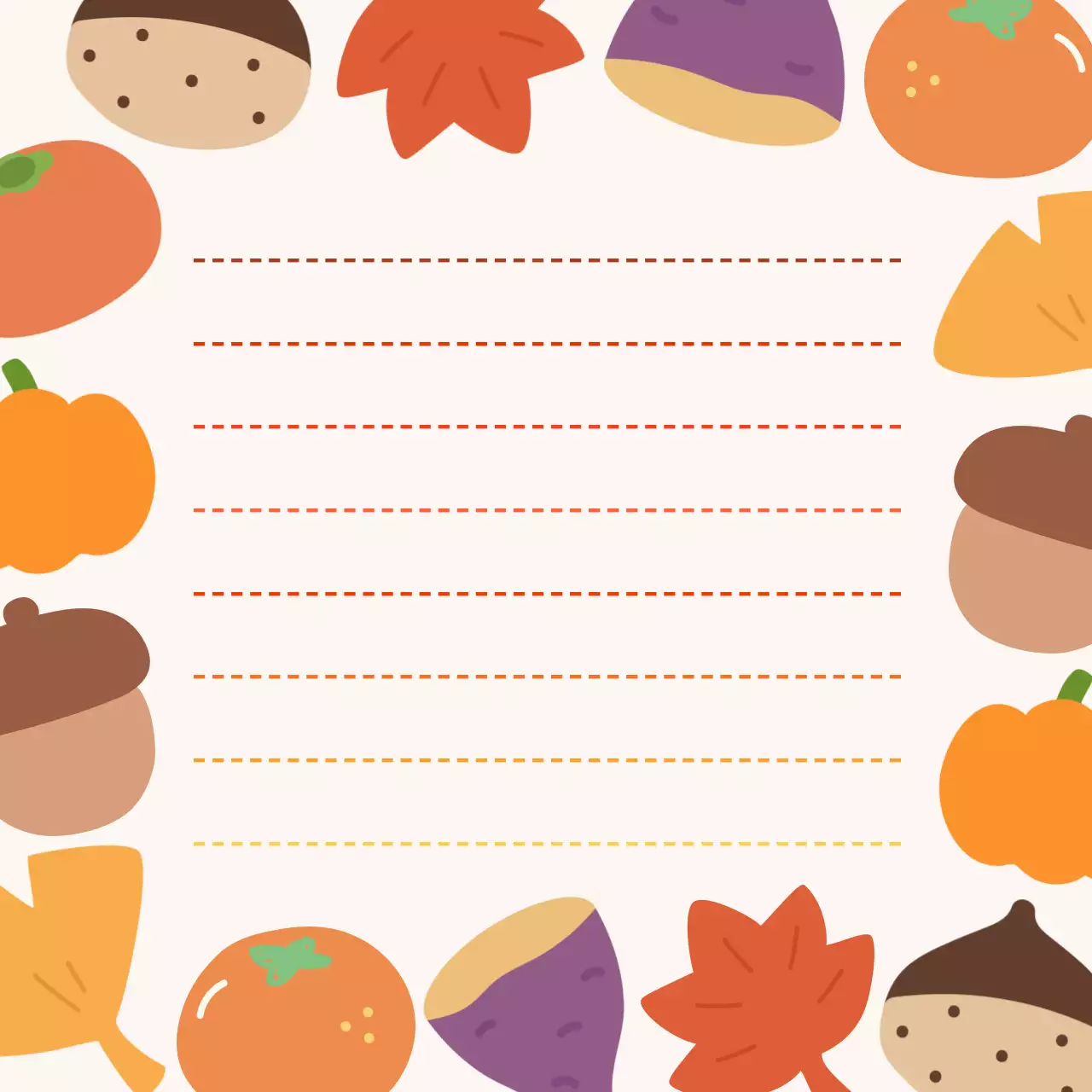 주황 아기자기한 가을 편지지