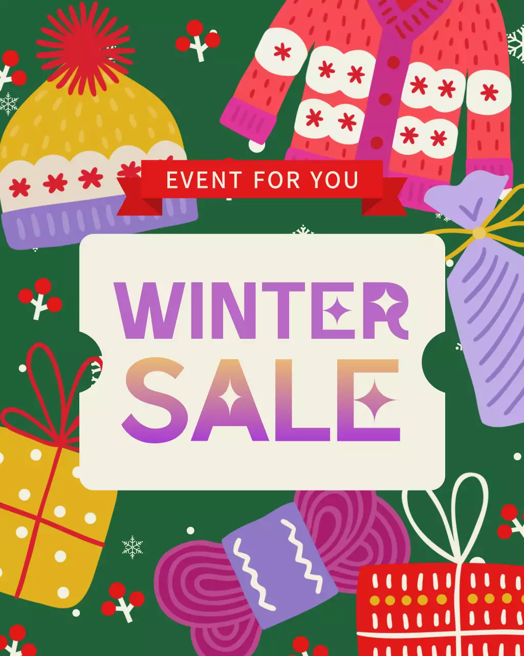 초록 아기자기한 겨울 세일 행사