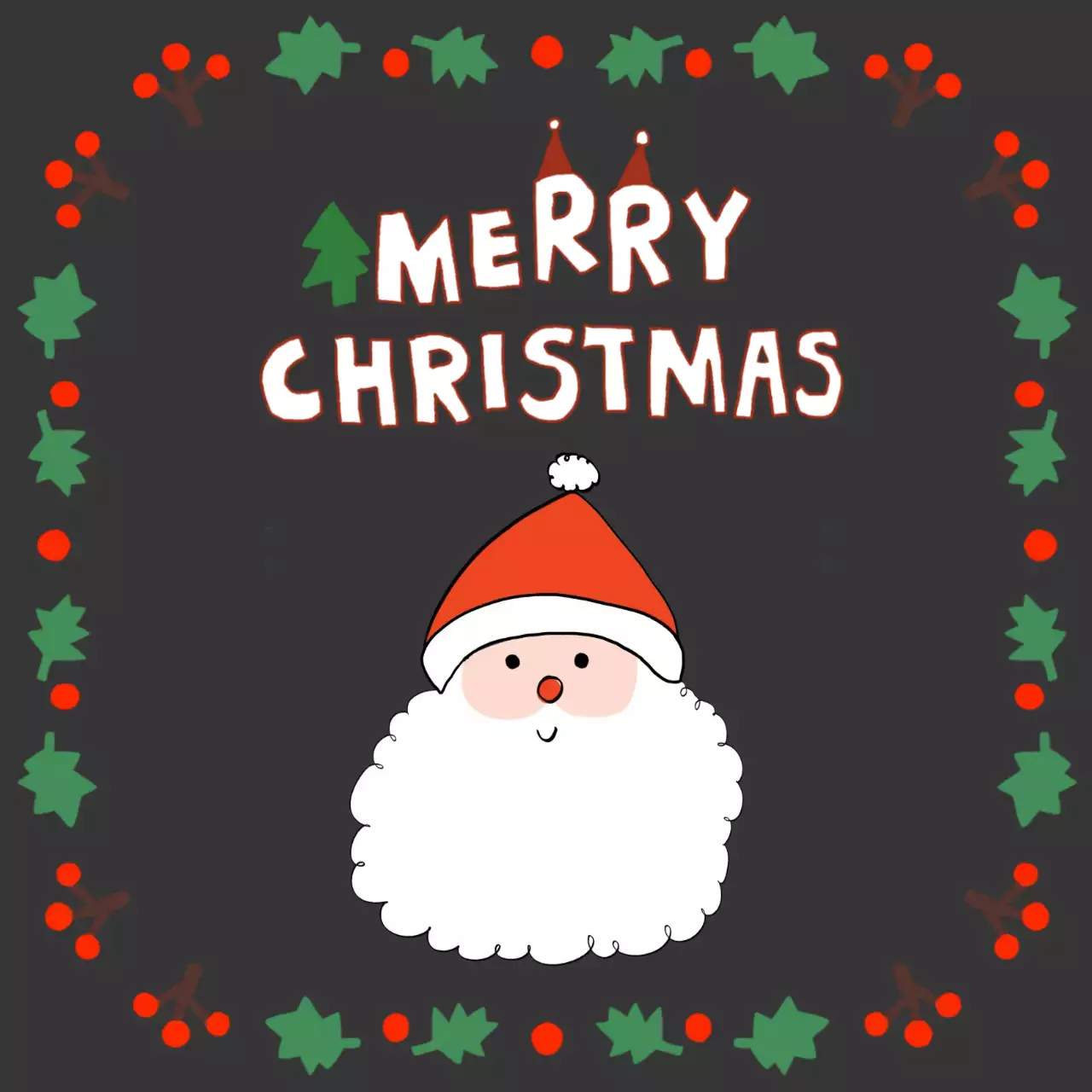 검정 아기자기한 크리스마스 엽서