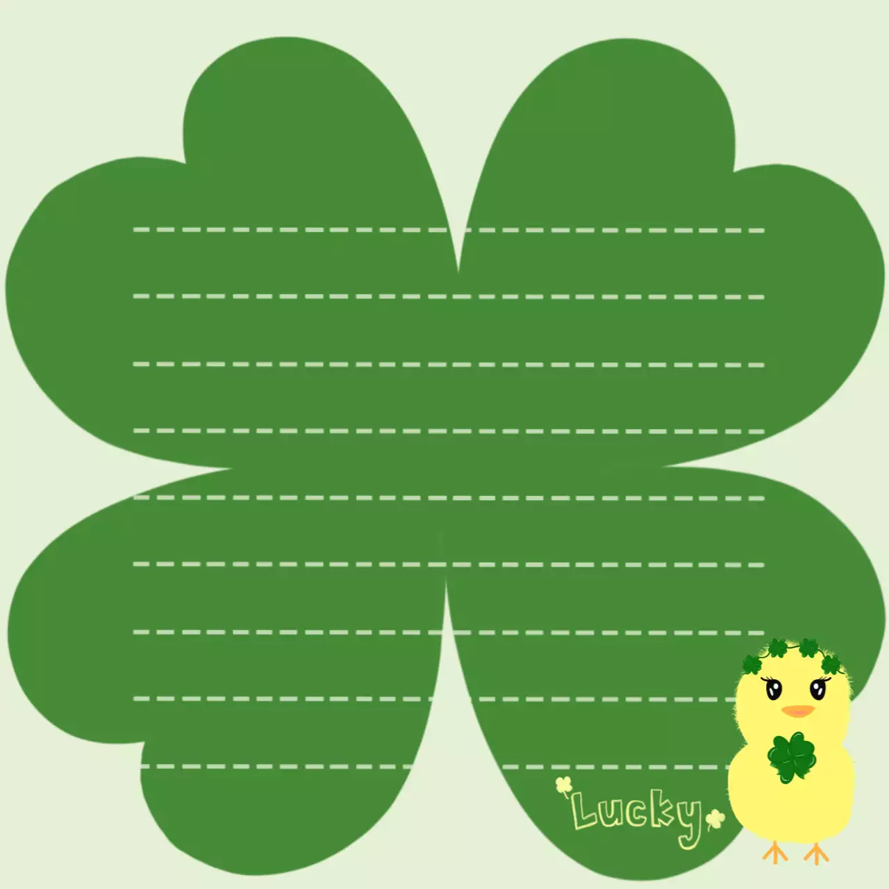 초록 아기자기한 럭키 문구