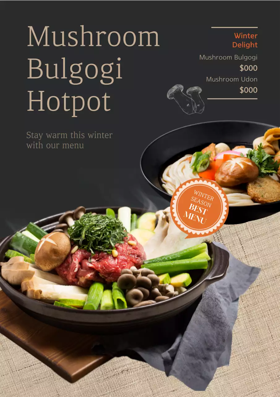 Beige Traditional Hotpot Menu Poster