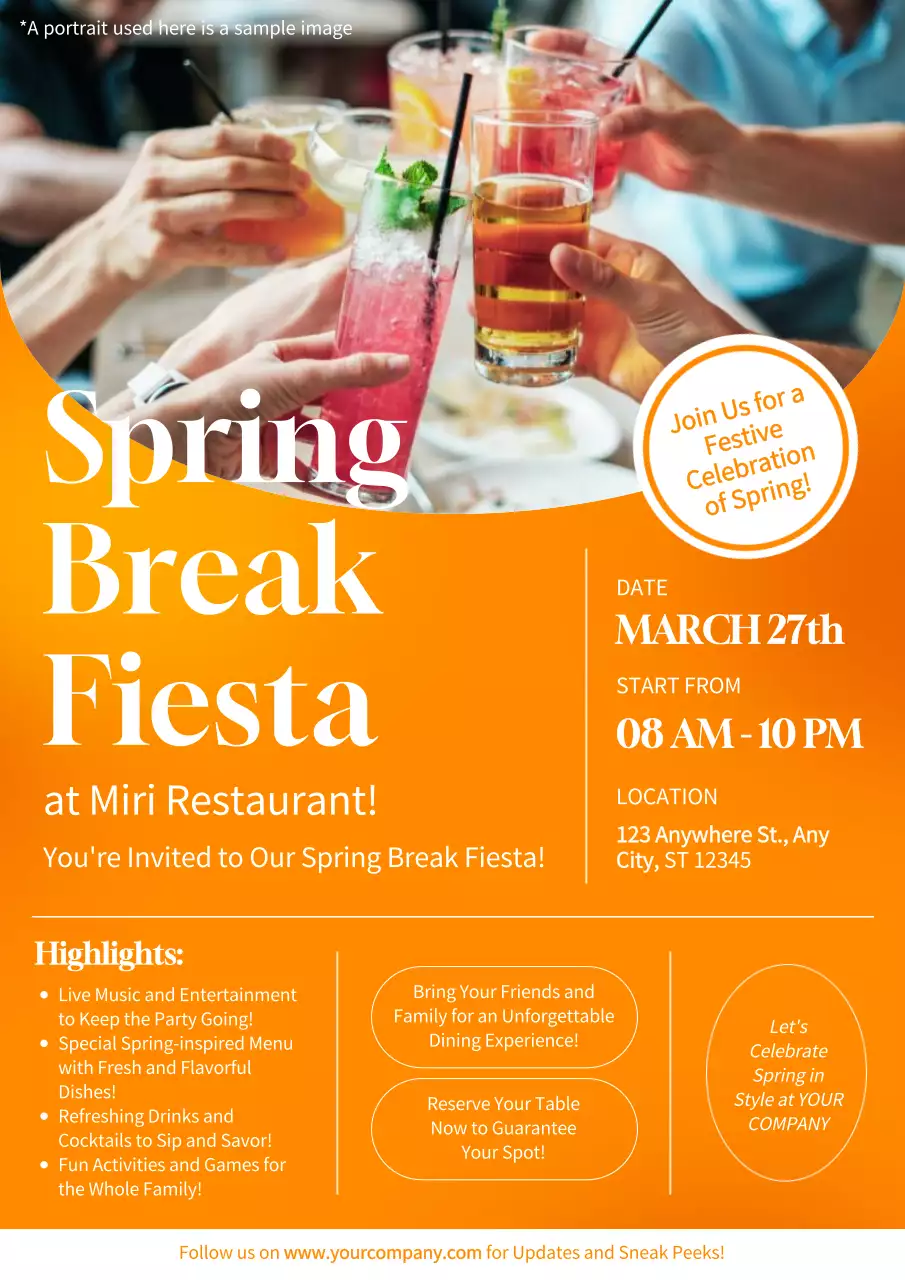 Orange Trendy Spring Event Promotion Poster