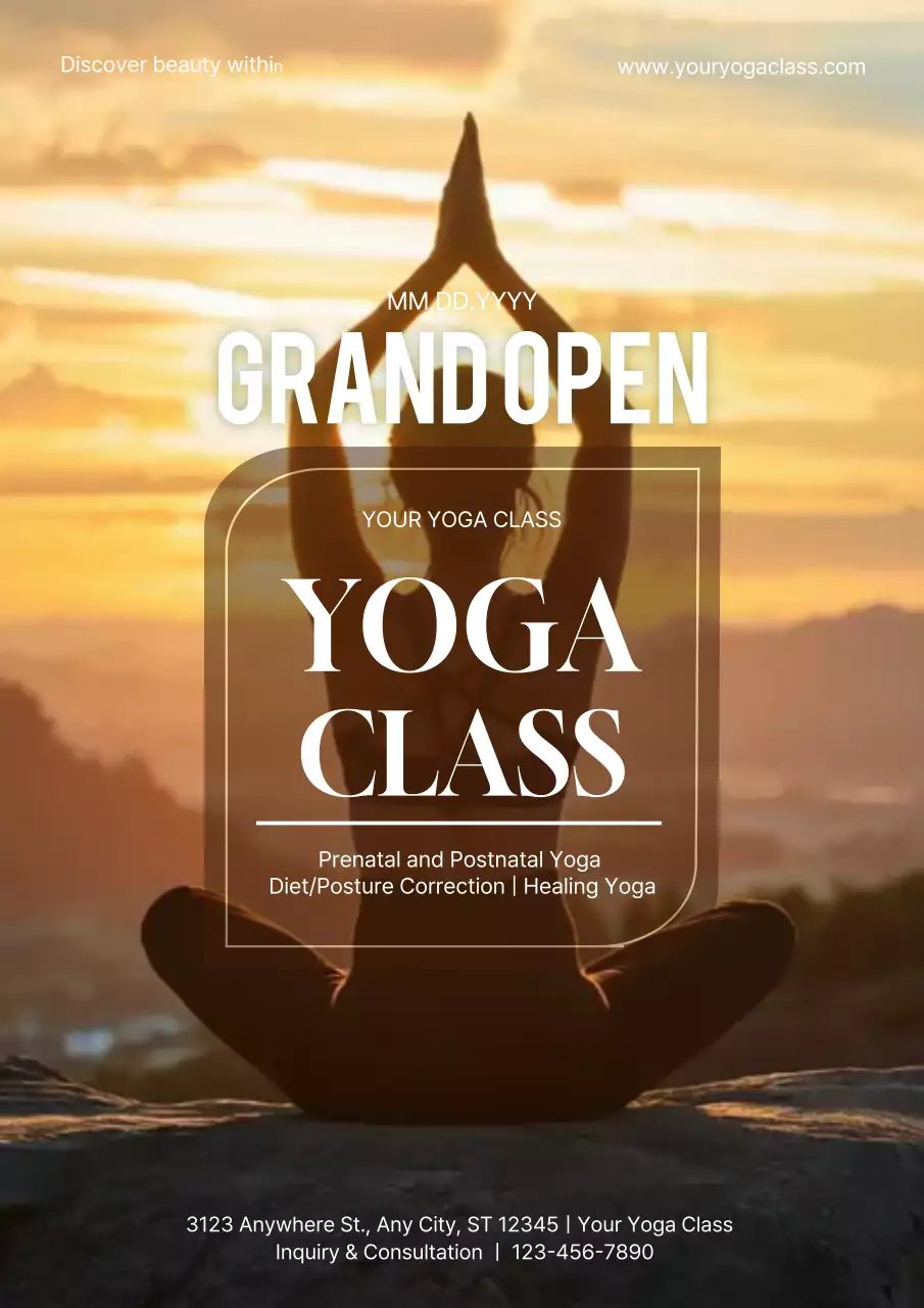 Orange Minimal Yoga Promotion Poster