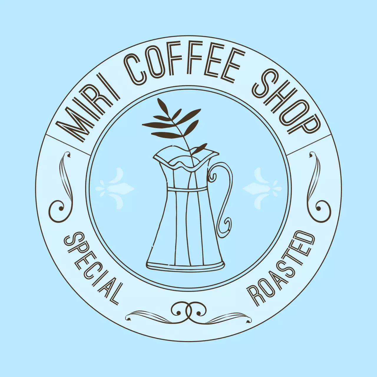 水色 シンプル コーヒー ロゴ イラストテキスト