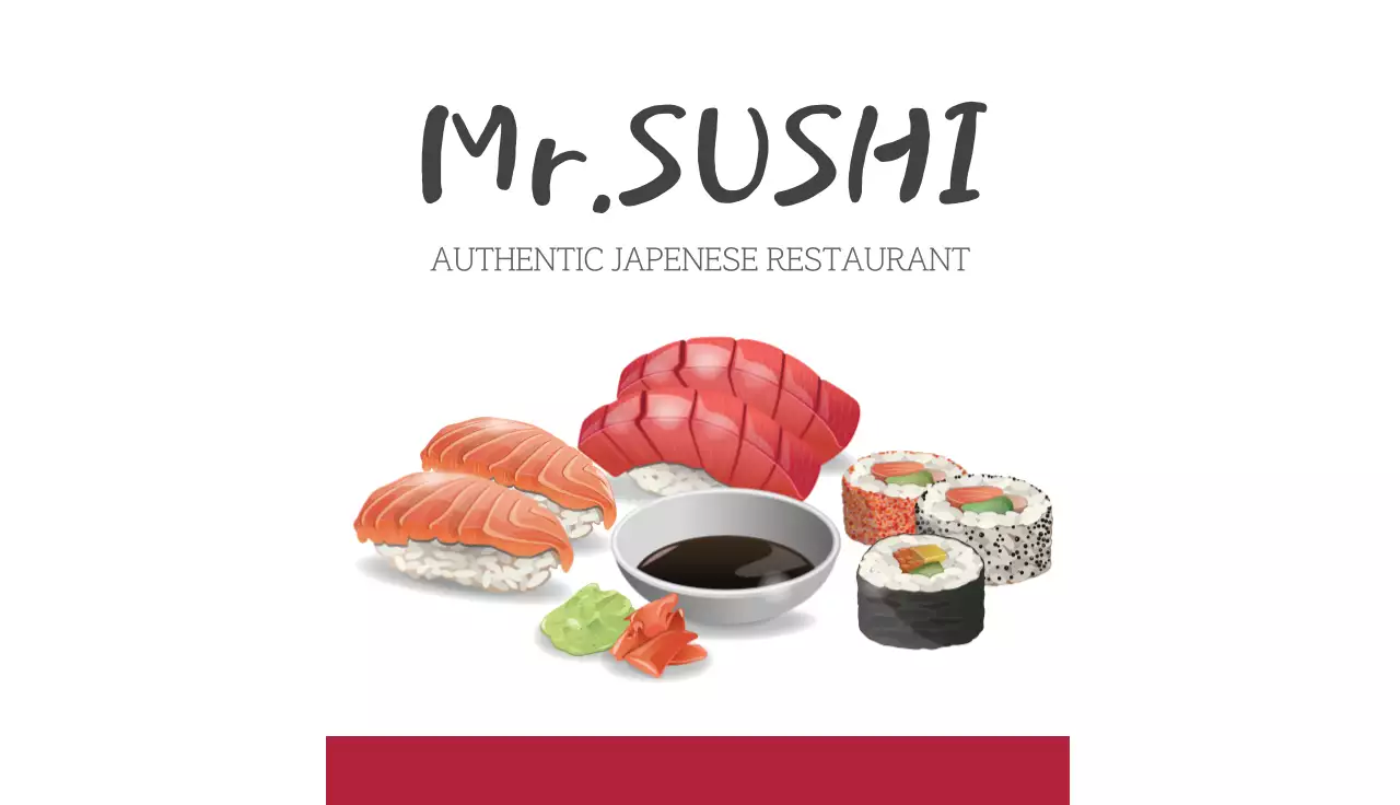 White Minimal Sushi Business Card