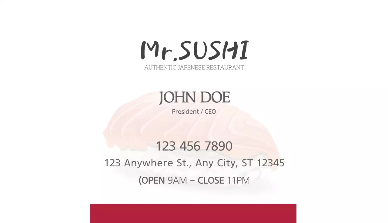 White Minimal Sushi Business Card