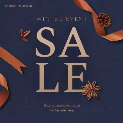 Winterized seasonal sale in navy blue and brown