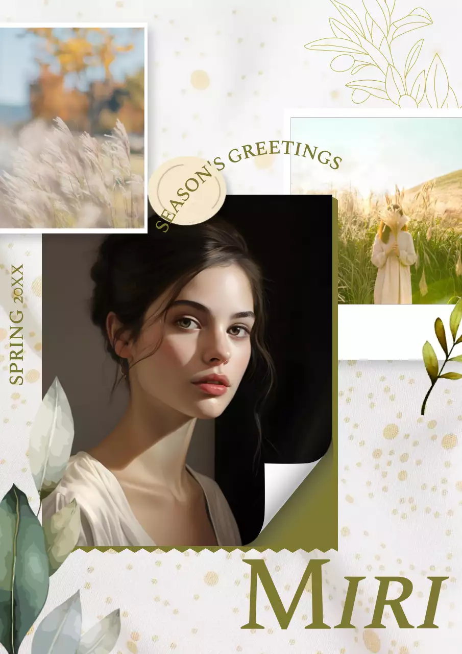 그린 에스테틱 스프링 인사말 카드 포스터