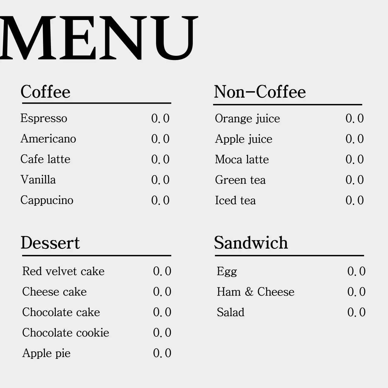 白 シンプル カフェ 営業時間