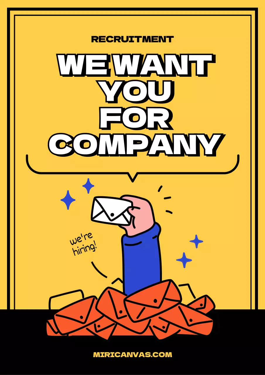 노랑과 파랑의 팝한 회사 채용 공고 광고