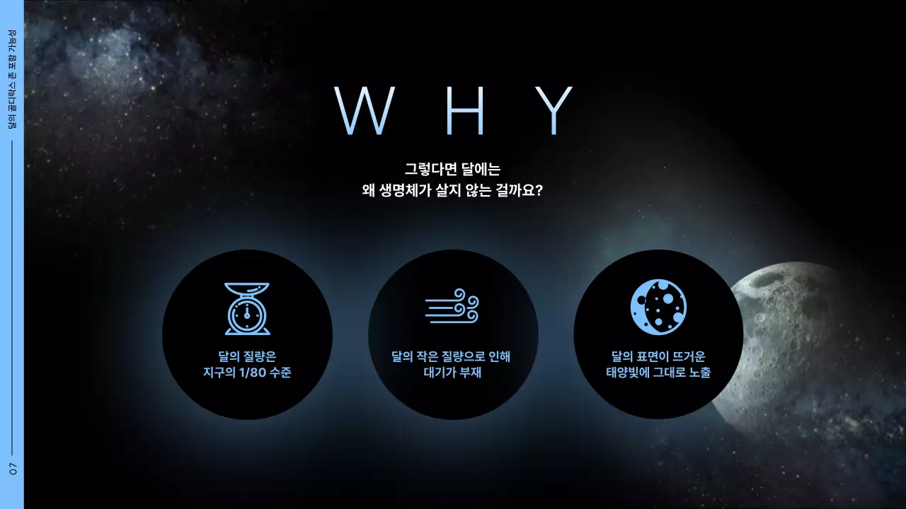 블랙배경에 우주사진을 활용한 우주테마