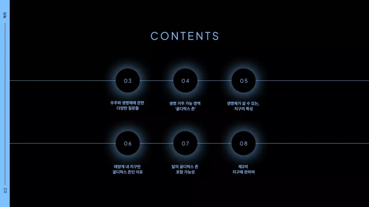 블랙배경에 우주사진을 활용한 우주테마