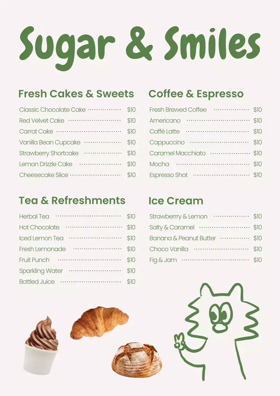 Green Minimal Dessert Menu Web Poster