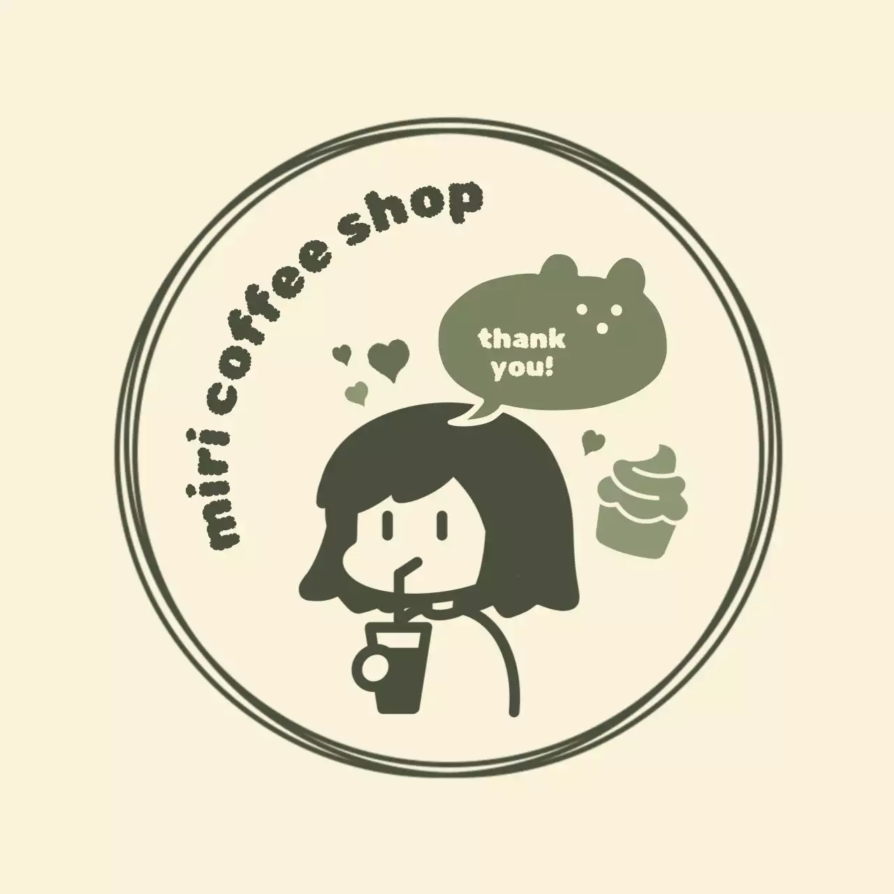 青 かわいい カフェ ロゴ キャラクター