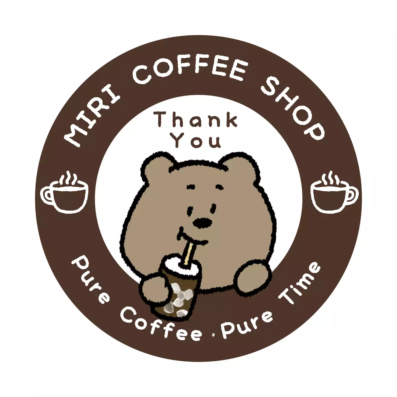 茶色 かわいい コーヒーショップ ロゴ キャラクター