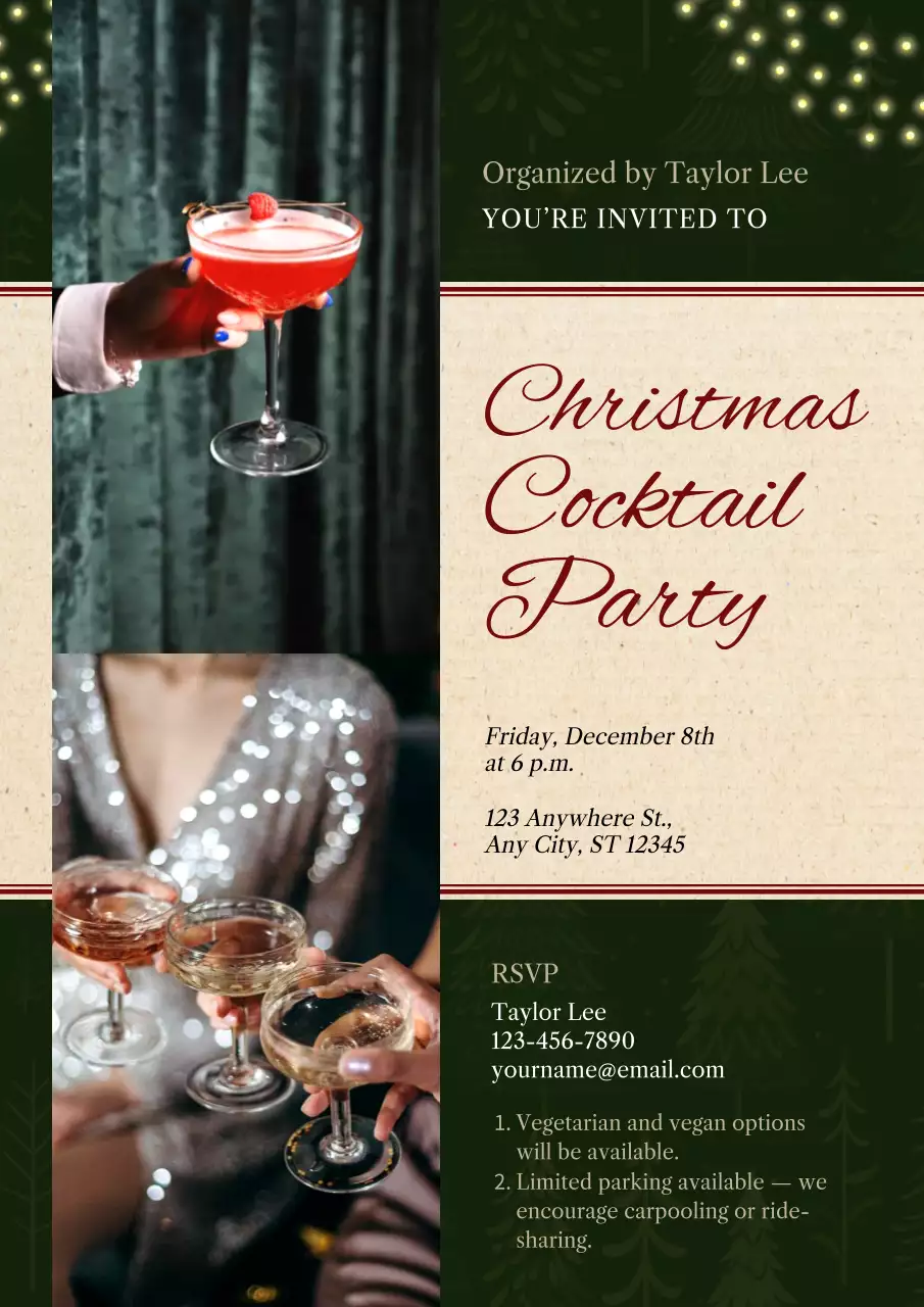 Christmas Cocktail Party Invitation Web Poster