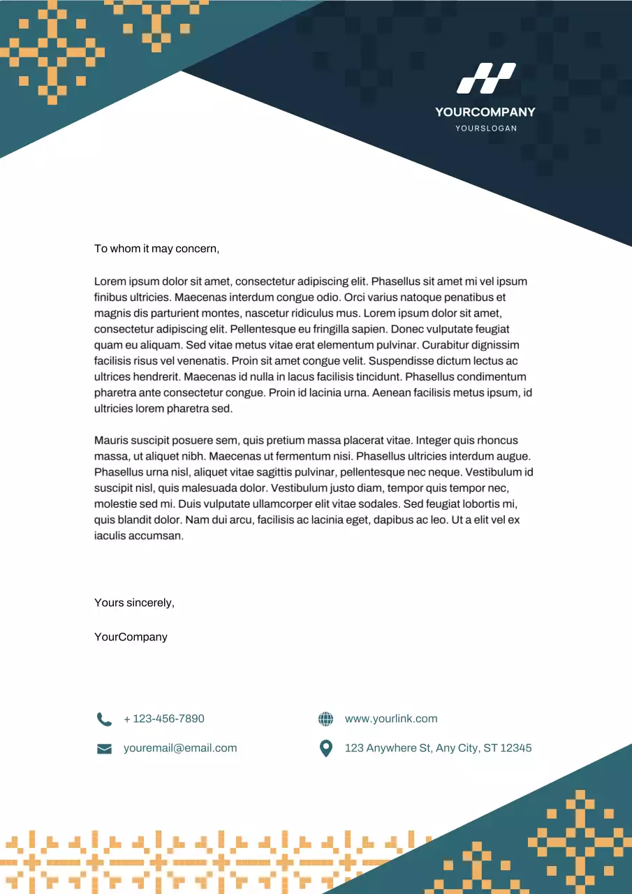 Teal Geometric New Year Letterhead Poster