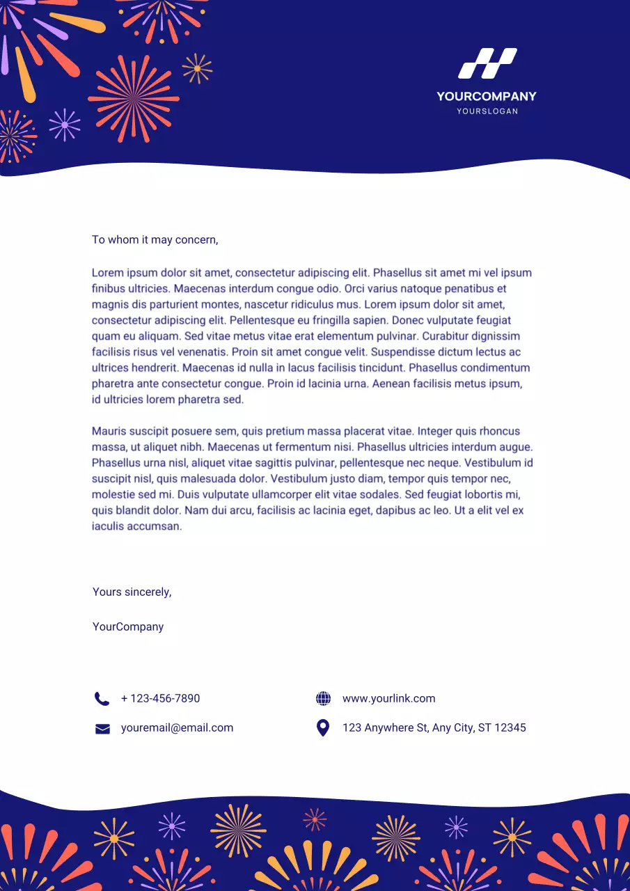 Navy Festive New Year Letterhead Poster
