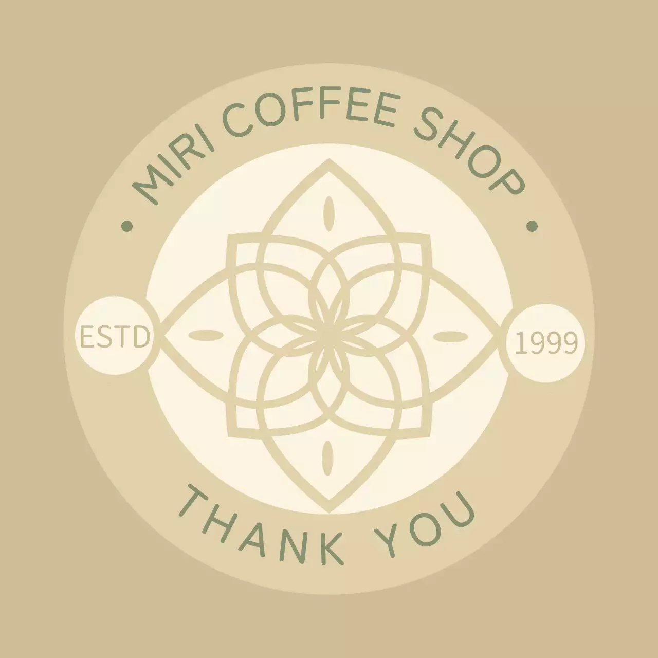 ベージュ シンプル カフェ ロゴ イラストテキスト