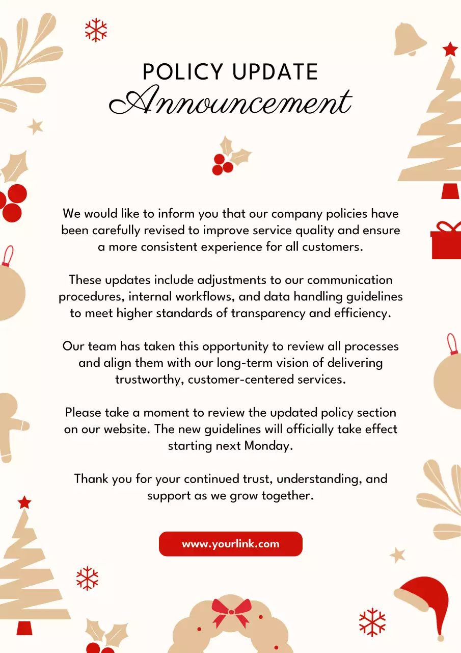 Beige Festive Policy Announcement Poster