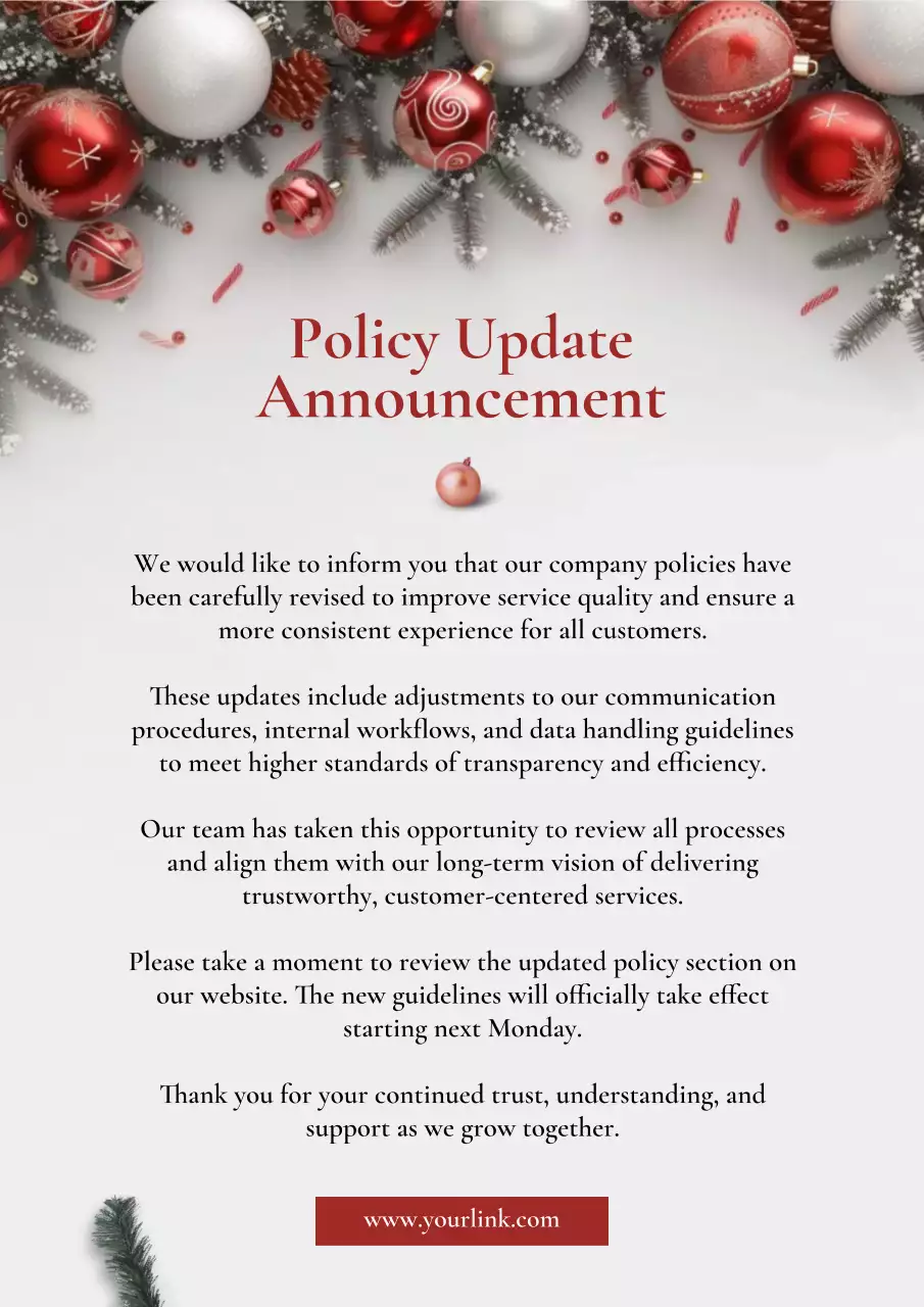 Red Elegant Policy Announcement Poster