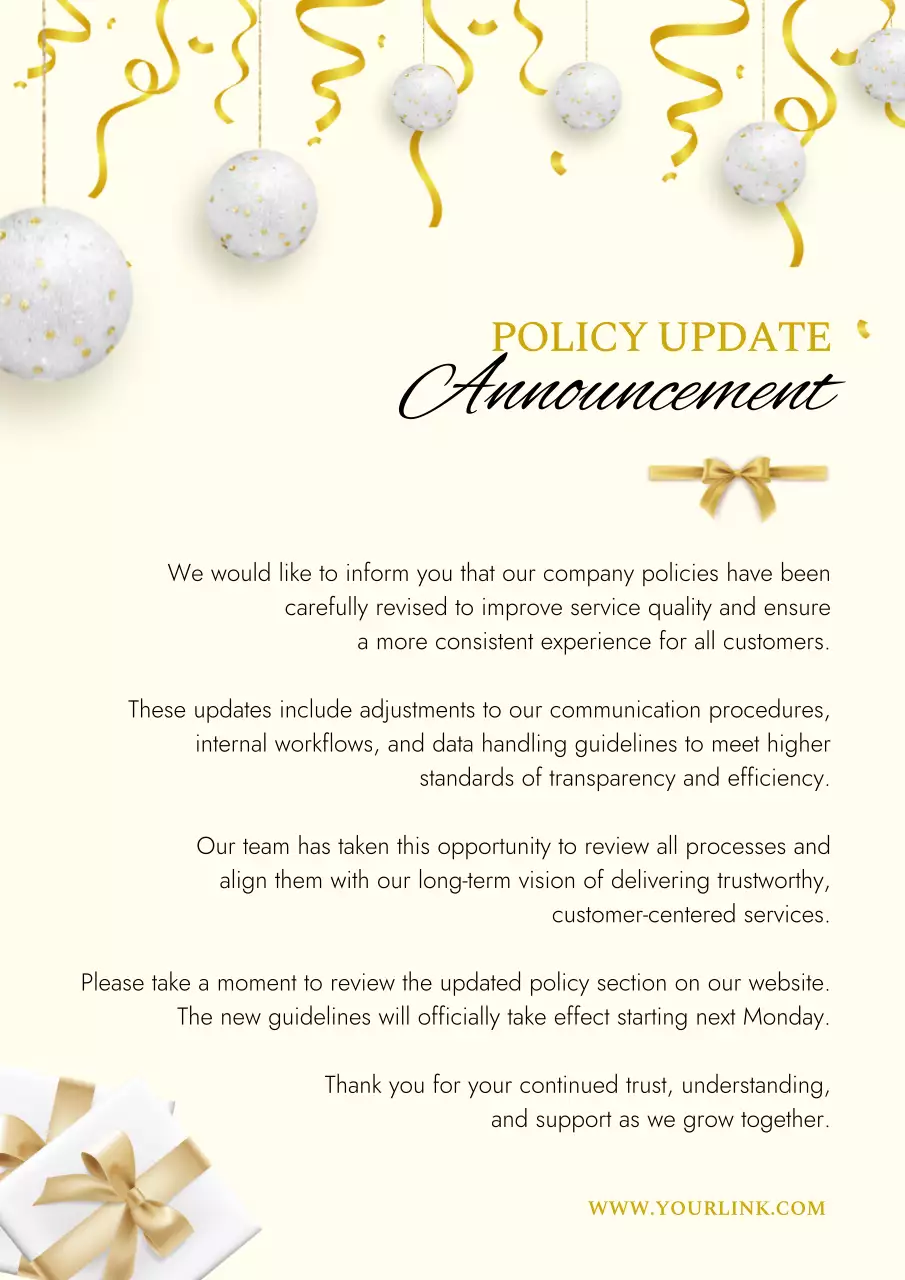 Gold Elegant Policy Announcement Poster