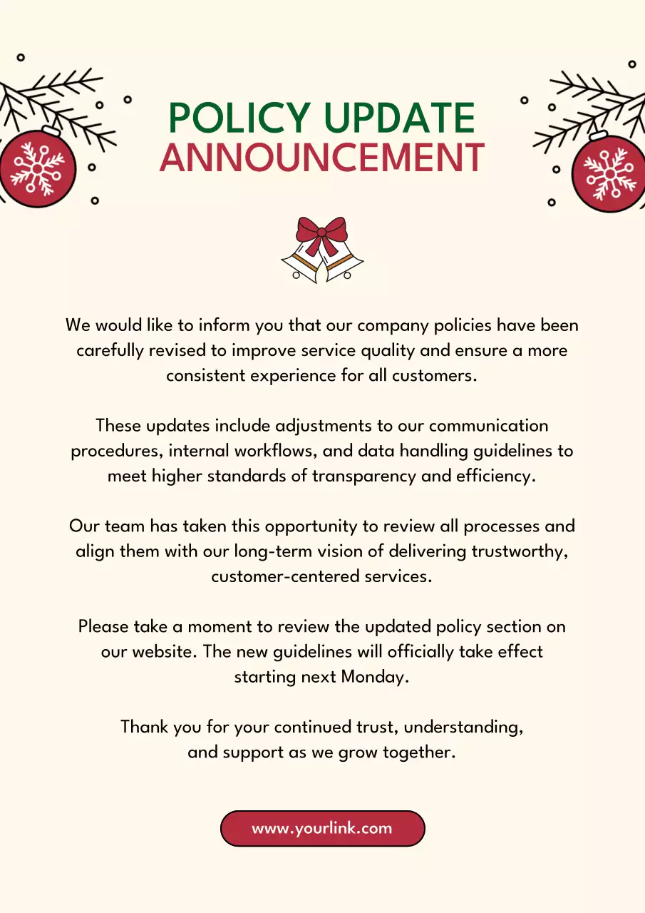 Beige Festive Policy Announcement Poster