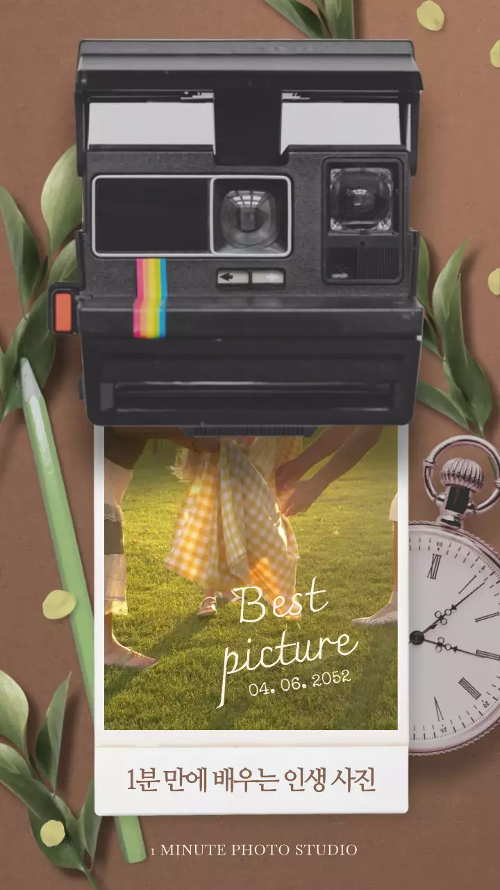 갈색과 초록색의 감성적인 1분 인생 사진 정보