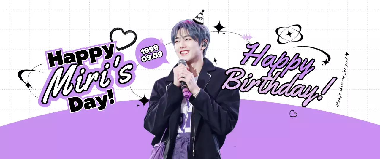 紫 ポップ 誕生日 ポスター