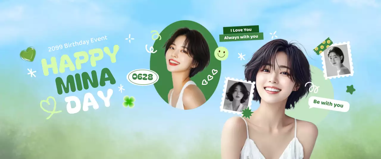 青 かわいい 誕生日 ポスター