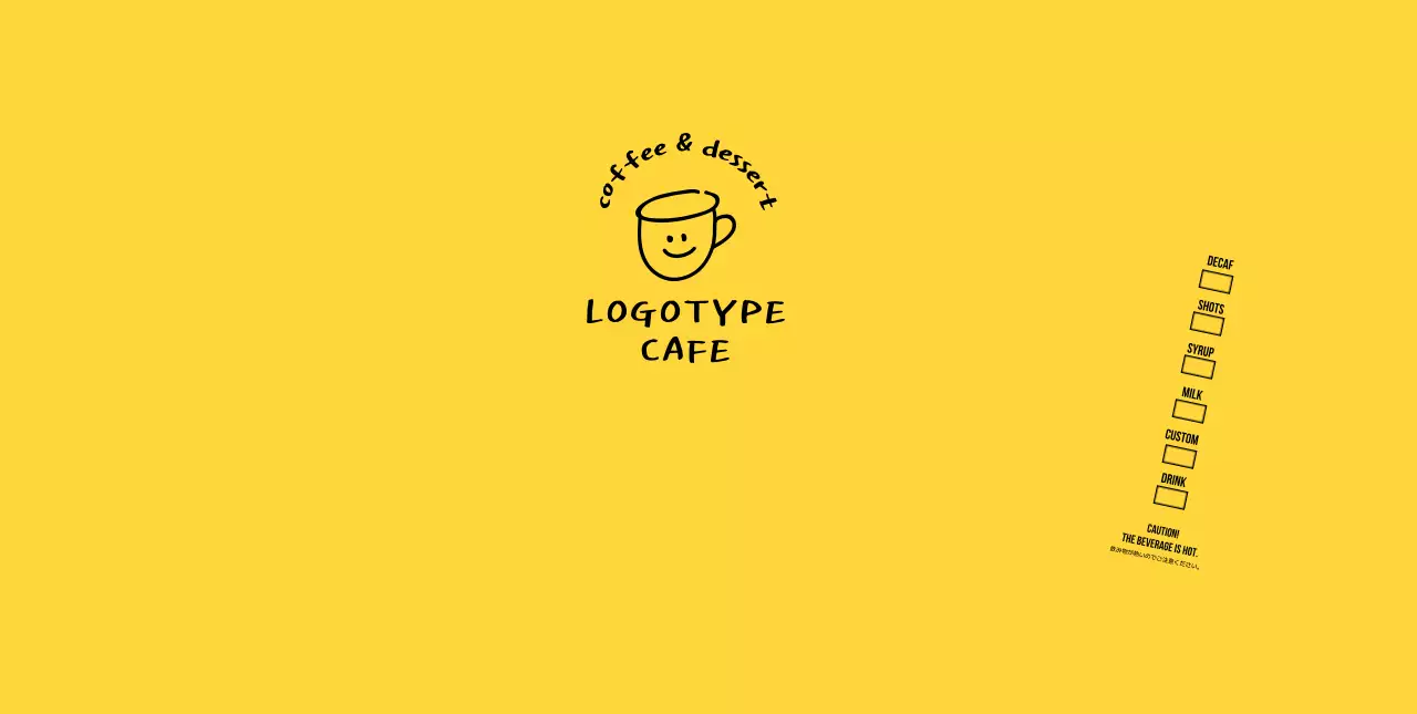 黄色 シンプル カフェ ロゴ