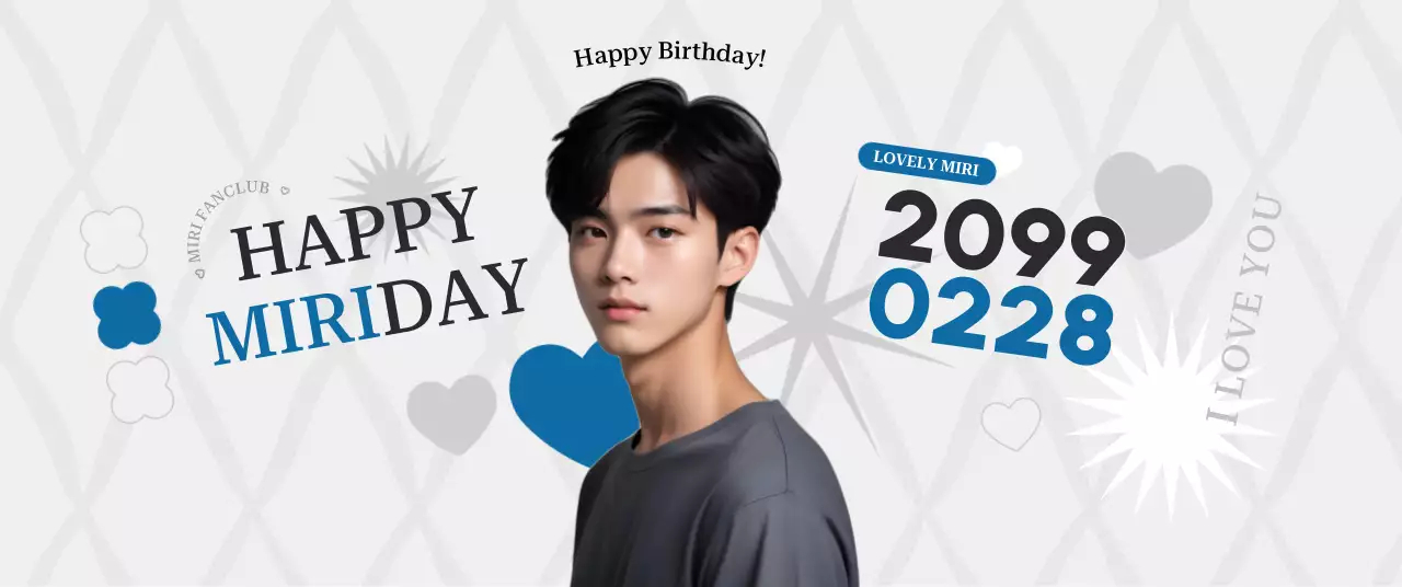 グレー モダン 誕生日 ポスター