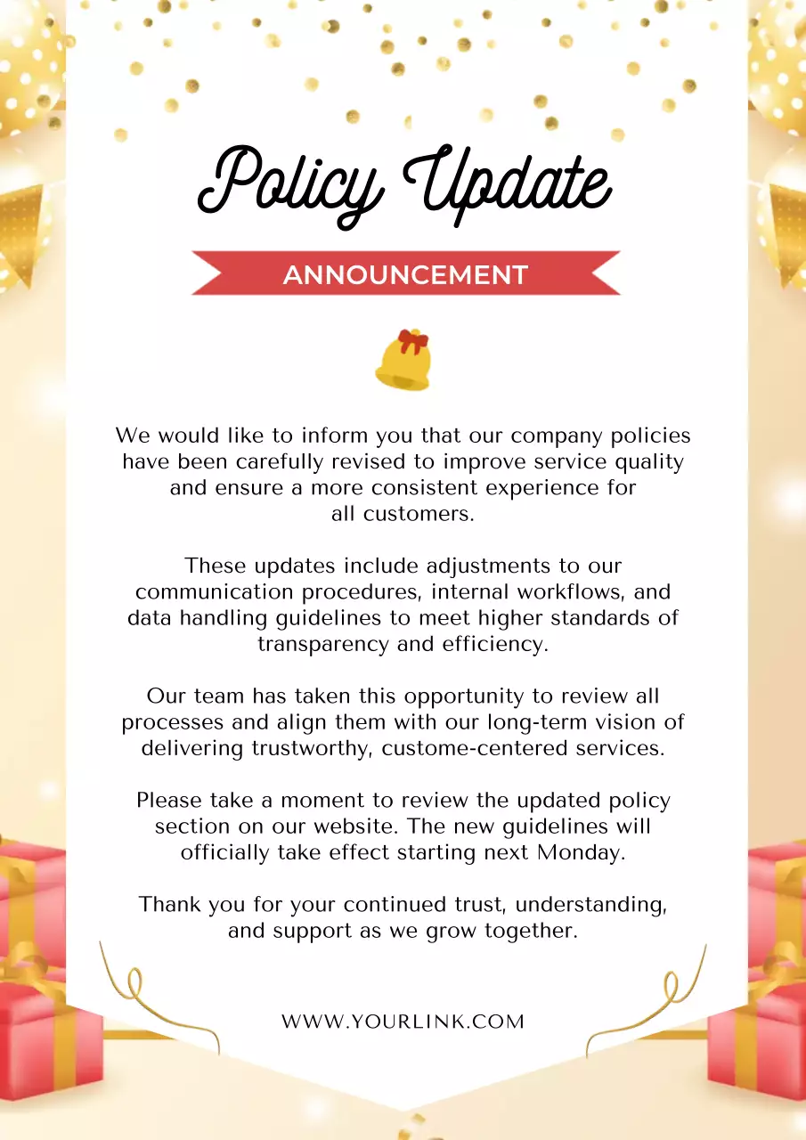 Gold Elegant Policy Announcement Poster