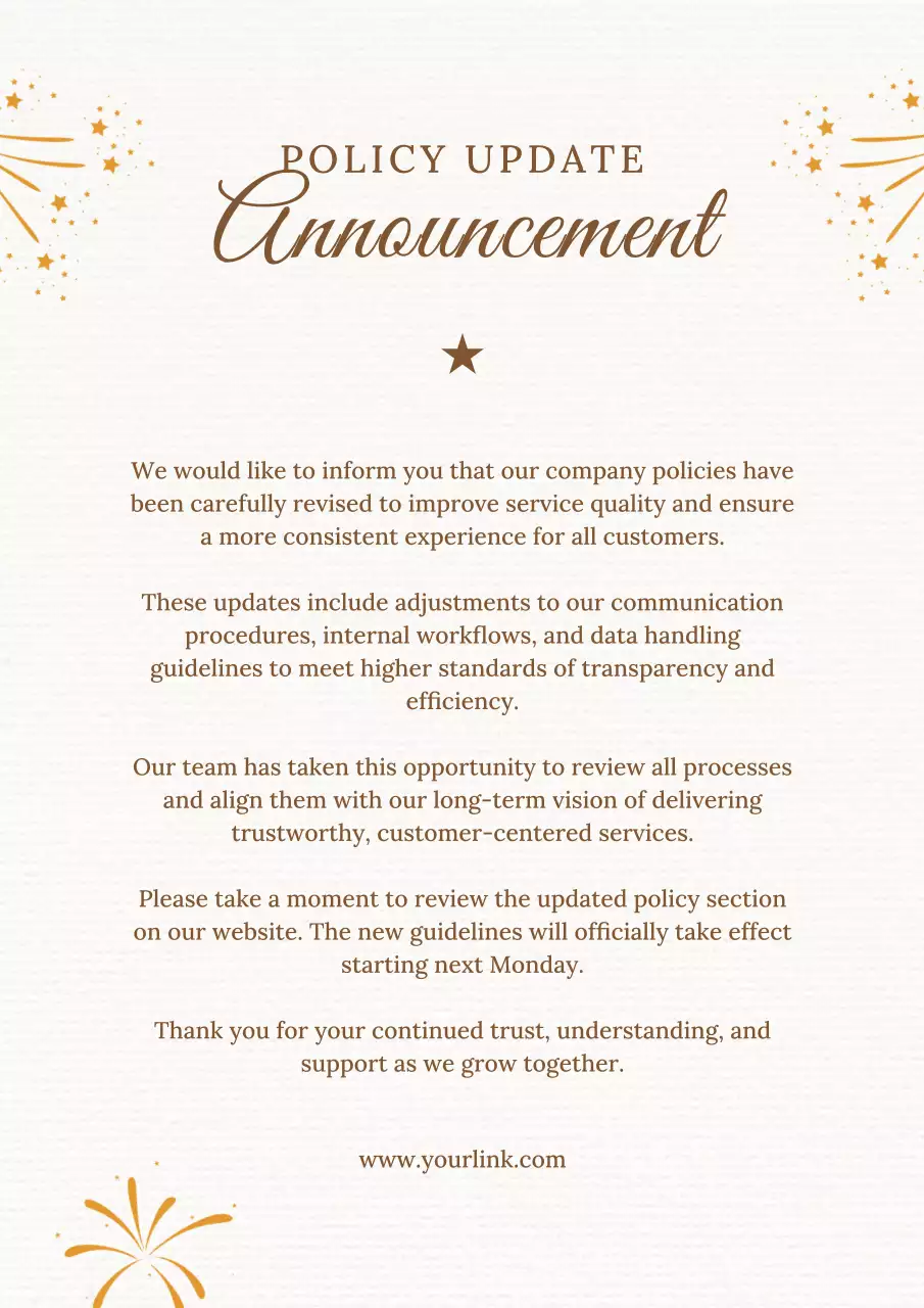 Beige Elegant Policy Update Announcement Poster