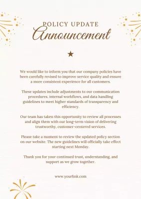Beige Elegant Policy Update Announcement Poster