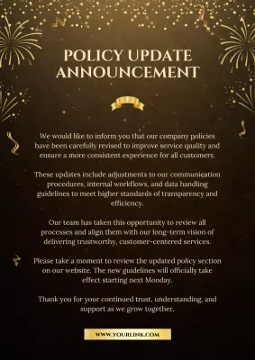 Gold Elegant Policy Announcement Poster