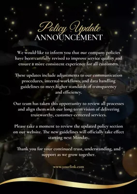 Black Elegant Policy Announcement Poster