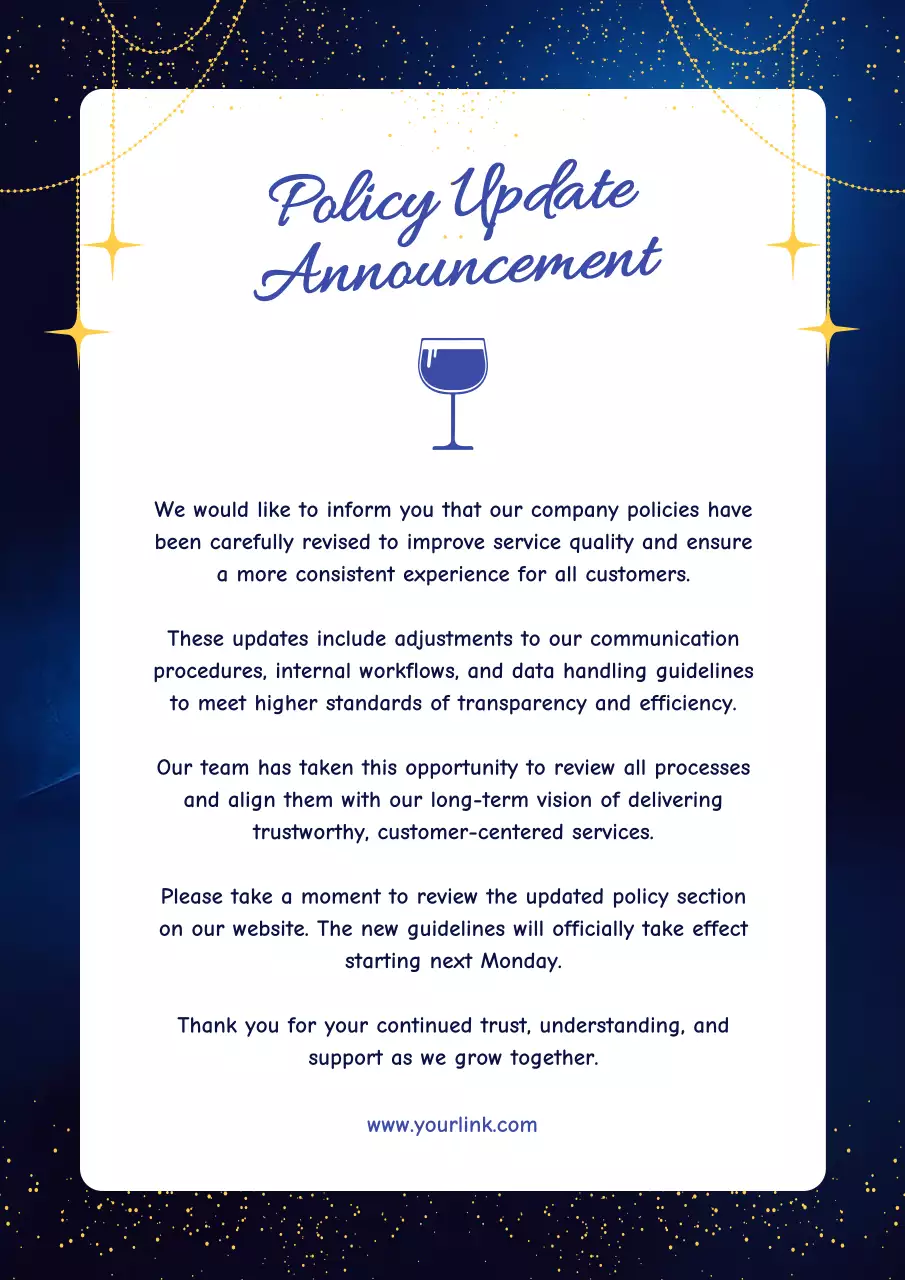 Blue Elegant Policy Announcement Poster