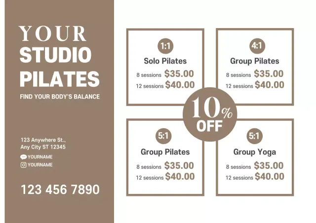 Poster Promosi Pilates Minimal Beige