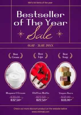 Purple Elegant Skincare Promotion Poster